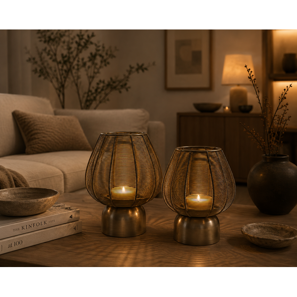 Light en Living Windlicht Suneko antiek brons - verkrijgbaar in 2 maten