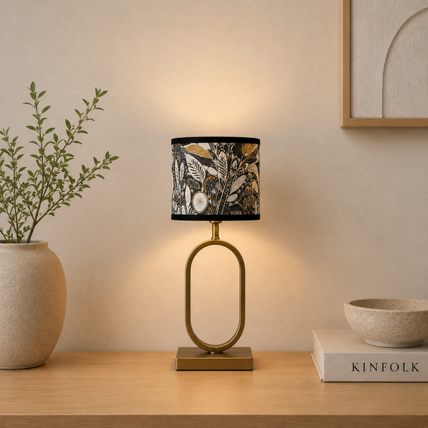 Light en Living Kap cilinder 20-20-15 cm FLORA zwart goud