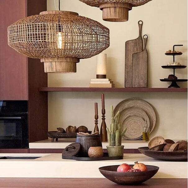 Light en Living Schaal/wandorn Set van 3 Ø25x3,5+Ø35x6+Ø45x7 cm BURICA zeegras nat