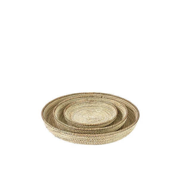 Light en Living Schaal/wandorn Set van 3 Ø25x3,5+Ø35x6+Ø45x7 cm BURICA zeegras nat