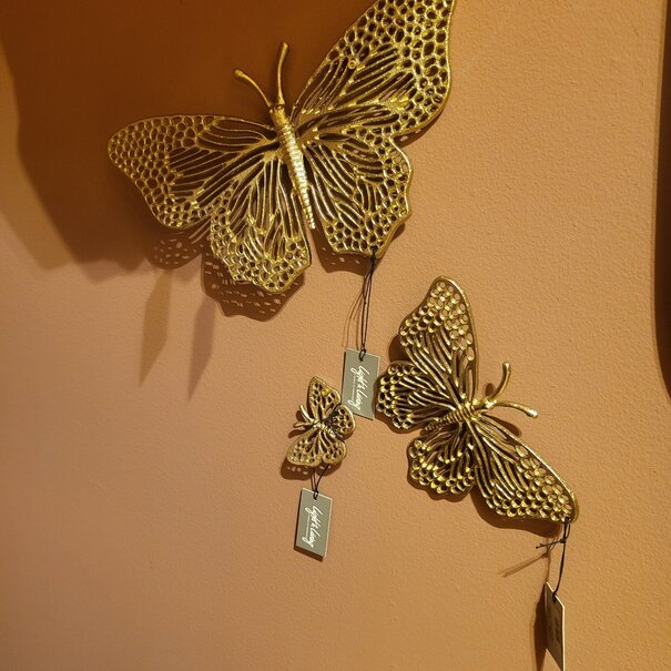 Light en Living Ornament BUTTERFLY set van 3 glanzend goud