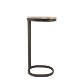 Bijzettafel 30x23x60 cm LURO marmer zand+mat bruin-brons