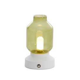 Tafellamp Merey LED oplaadbaar groen crème 19 cm