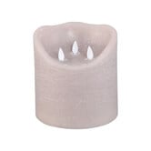 LED kaars rustiek Beige met 3 bewegende vlammetjes