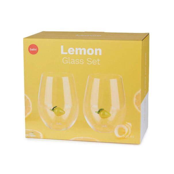 Balvi Set van 2 glazen Botanical Lemon
