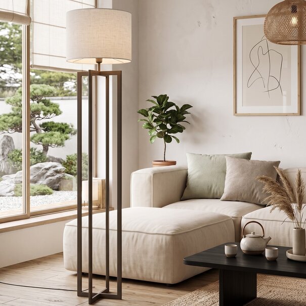 Light en Living Vloerlamp 30x30x140 cm MACE bruin van Light & Living