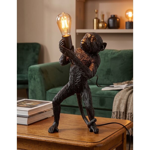 Countryfield Tafellamp aap E14 Cheeta zwart - Industriële Dierenlamp