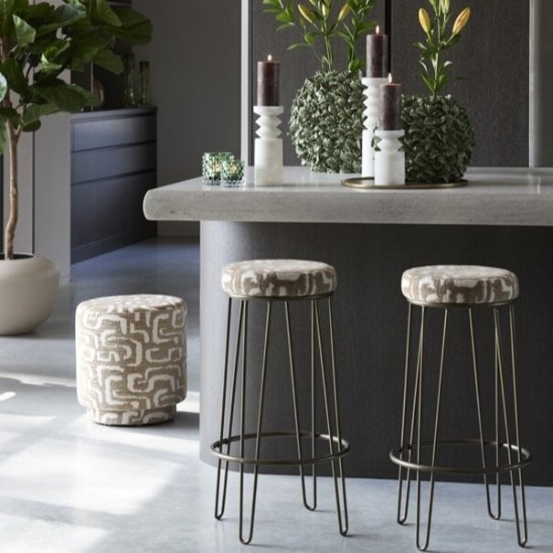 Light en Living Barkruk Ø41x73 cm ALICE groen-grijs+beige+bruin-brons