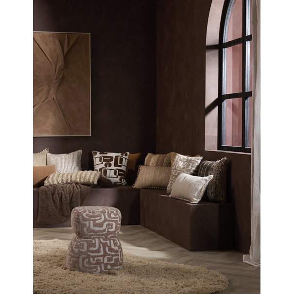 Light en Living Poef Ø40x46 cm LEYLA terra+beige