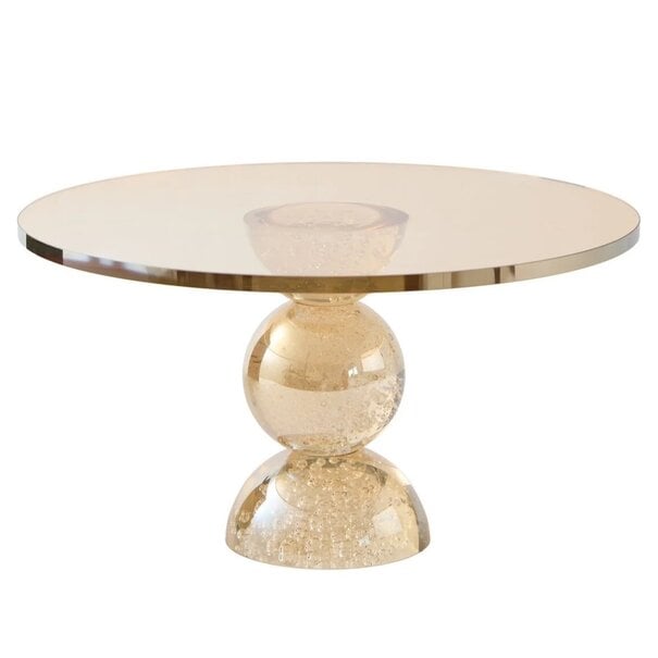 Light en Living Plateau op voet Ø30x17 cm ITINGA glas bubbel amber