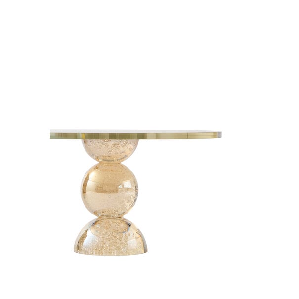 Light en Living Plateau op voet Ø30x17 cm ITINGA glas bubbel amber