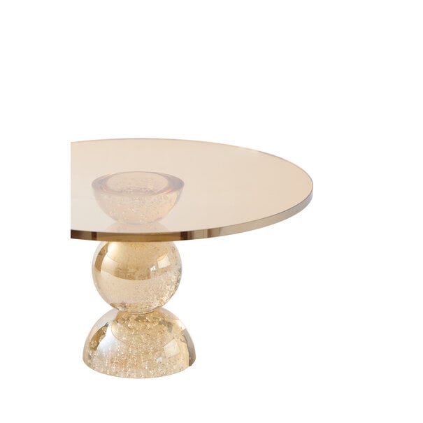 Light en Living Plateau op voet Ø30x17 cm ITINGA glas bubbel amber