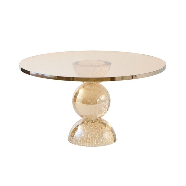 Light en Living Plateau op voet Ø30x17 cm ITINGA glas bubbel amber