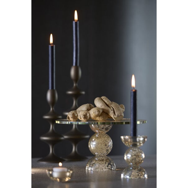 Light en Living Plateau op voet Ø30x17 cm ITINGA glas bubbel amber