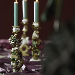 Kandelaar Ø10x30,5 cm SANTA groen+goud