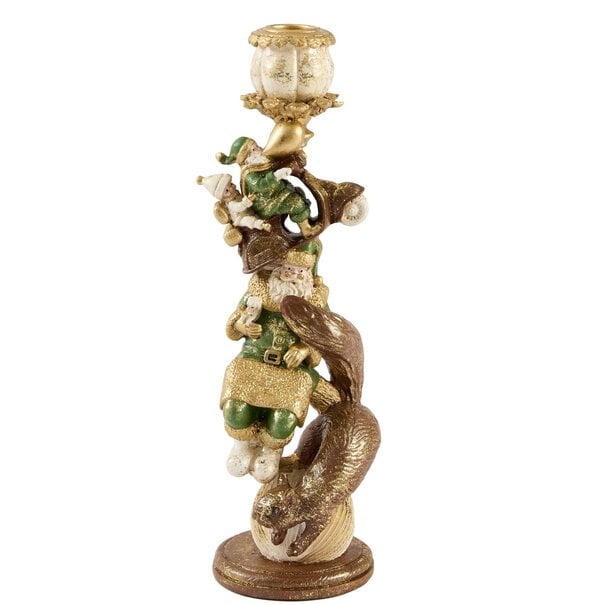 Light en Living Kandelaar Ø10x30,5 cm SANTA groen+goud