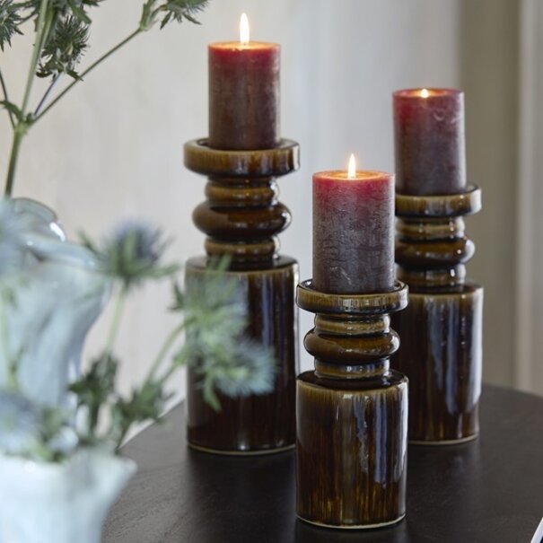 Light en Living Kandelaar Ø11,5x29,5 cm CEROU keramiek donker bruin