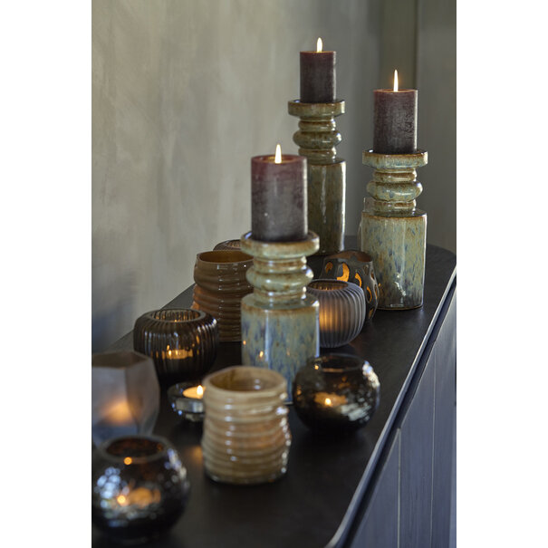 Light en Living Kandelaar Ø11,5x29,5 cm CEROU keramiek denim blauw-bruin
