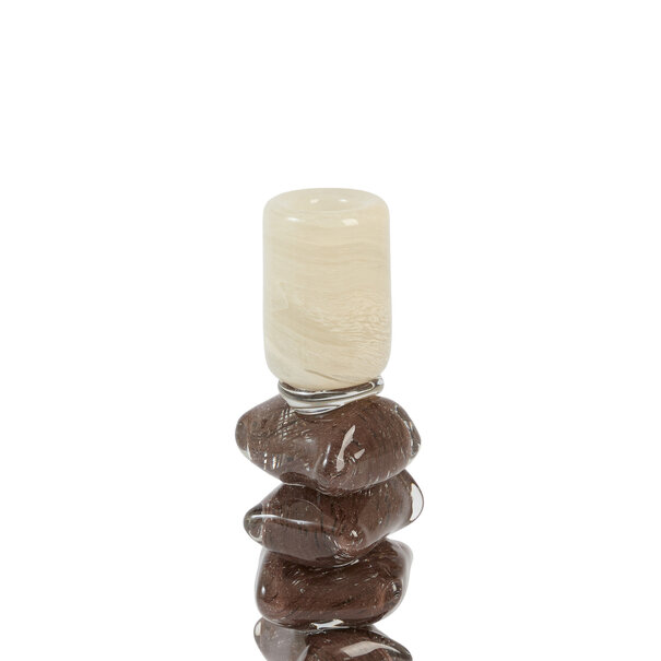 Light en Living Kandelaar Ø11,5x35 cm ESTINA crème+donker bruin