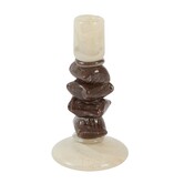 Kandelaar Ø11,5x23 cm ESTINA crème+donker bruin