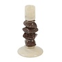 Kandelaar Ø11,5x23 cm ESTINA crème+donker bruin
