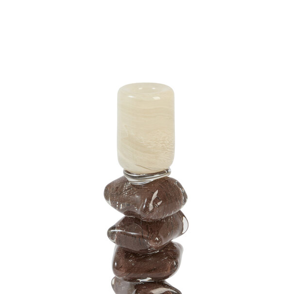 Light en Living Kandelaar Ø11,5x23 cm ESTINA crème+donker bruin