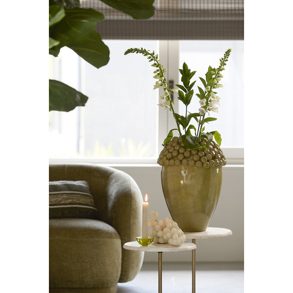 Light en Living Vaas deco Ø32x43,5 cm LOVRO keramiek olijfgroen-bruin