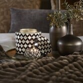 Vaas deco Ø16x16 cm OLITE bamboo creme + donkerbruin