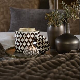 Vaas deco Ø16x16 cm OLITE bamboo creme + donkerbruin