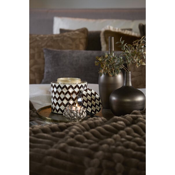 Light en Living Vaas deco Ø16x16 cm OLITE bamboo creme + donkerbruin