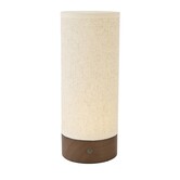 Tafellamp LED Ø10x25 cm BRYLO linnen naturel+hout dnkr bruin