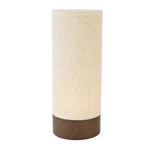 Tafellamp LED Ø10x25 cm BRYLO linnen naturel+hout dnkr bruin