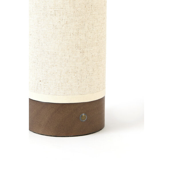 Light en Living Tafellamp LED Ø10x25 cm BRYLO linnen naturel+hout dnkr bruin