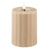 Led buiten kaars gestreept grijs / beige met beweegbare vlam S