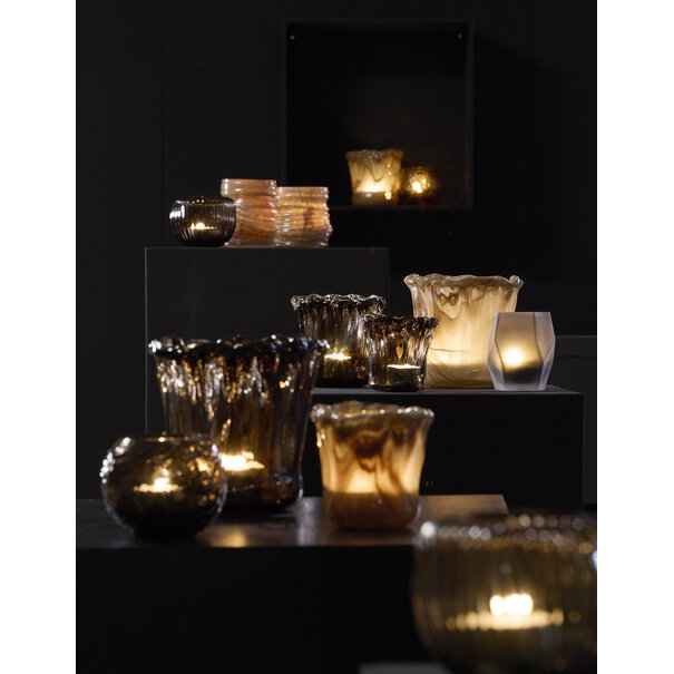 Light en Living Theelicht Ø8x10 cm NOBLE glas mat donker bruin