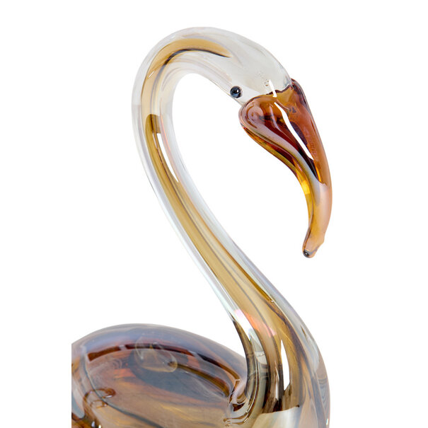 Light en Living Ornament 12x7x17 cm SWAN glas bruin+crème