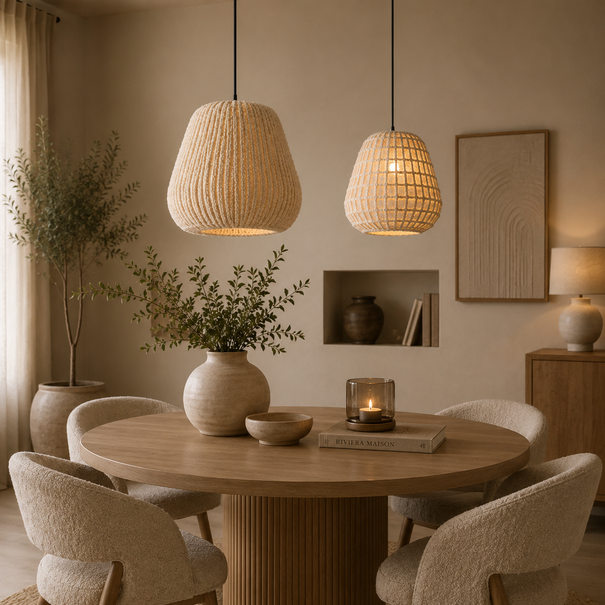PTMD Hanglamp Tayma Creme Striped L