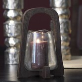 Windlicht Ø18x26,5 cm ANOSY glas helder+hout mat d bruin