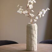 Vaas deco Ø14x34,5 cm LEIMA keramiek  mat crème