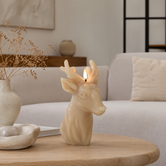 LED Kaars Hert Lyon L beige - 10,5 (l) x12,7 (b) x  19,5 (h) cm