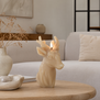 LED Kaars Hert Lyon L beige - 10,5 (l) x12,7 (b) x  19,5 (h) cm