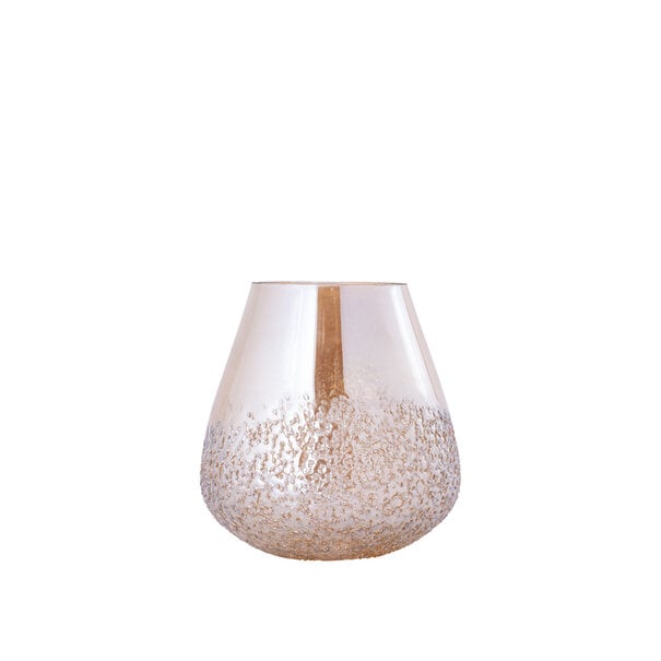 PTMD PTMD Ameara Amber Glas Rond Taps Windlicht S – Handgemaakt Sfeerglas Ø16 cm