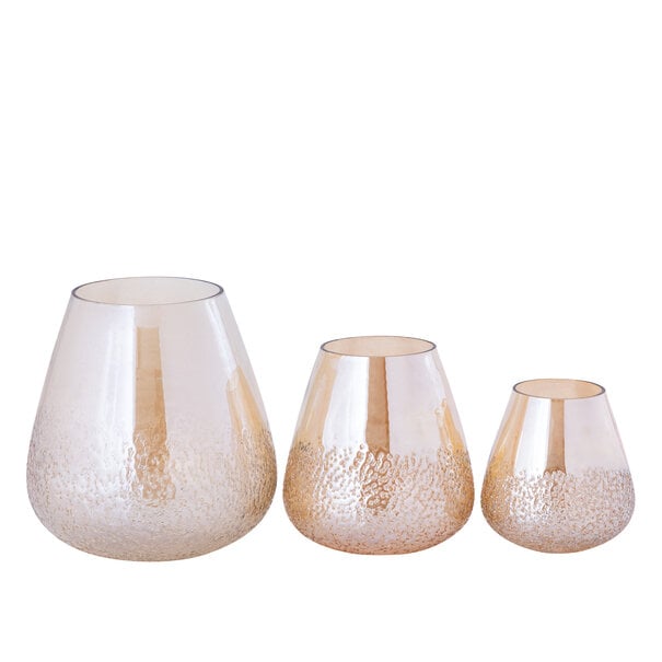 PTMD PTMD Ameara Amber Glas Rond Taps Windlicht S – Handgemaakt Sfeerglas Ø16 cm