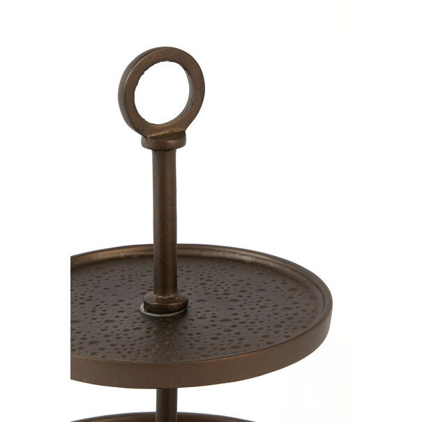 Light en Living Etagère 2 laags Ø24x37 cm LUTEK mat bruin-brons