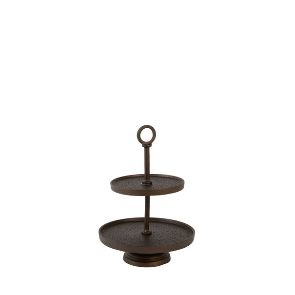 Light en Living Etagère 2 laags Ø24x37 cm LUTEK mat bruin-brons