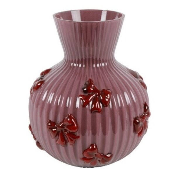 Countryfield Vaas met strik Noé L paars rood 24 x 24 x 27,5 cm