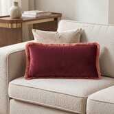 Kussen 60x30 cm LIENA velvet bordeaux-licht roze