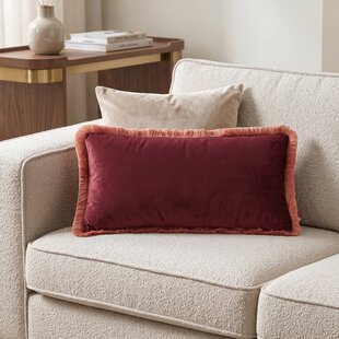 Kussen 60x30 cm LIENA velvet bordeaux-licht roze