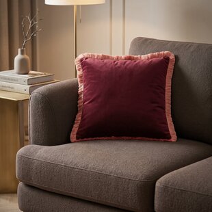 Kussen 45x45 cm LIENA velvet bordeaux-licht roze