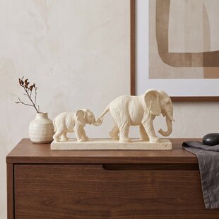 Ornament 46x11,5x21,5 cm ELEPHANT zand+goud
